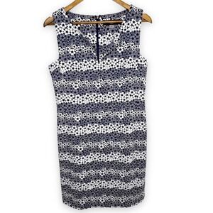 Karl Lagerfeld Blue & White Floral Sleeveless V-Neck Back Zip Mini Dress Size 8